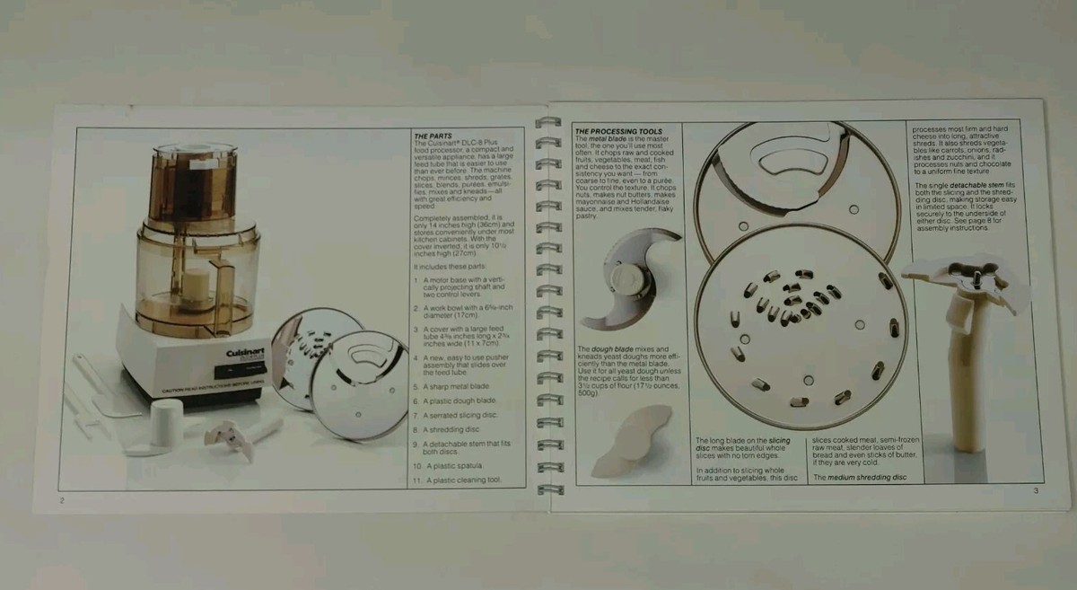 1984 Vintage Cuisinart DLC-8 Plus Food Processor Instruction