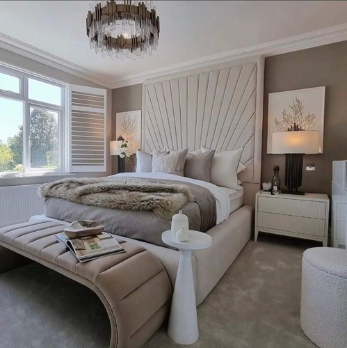 Tall ceiling headboard Upholstered Bed Frame Double King and Superking up to 80" - Picture 4 of 5