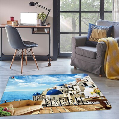 3D Balcony Aegean Sea NAO10985 Game Rug Mat Elegant Photo Carpet Mat Fay