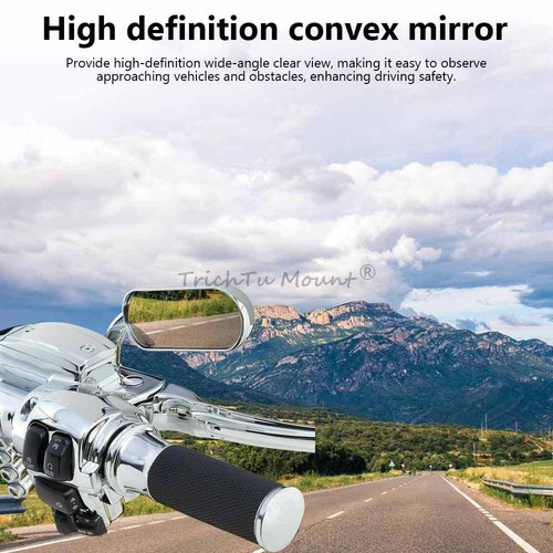 1pair Chrome Mini Oval Rearview Mirrors For Harley Dyna Night Rod Honda Suzuki - Picture 2 of 24