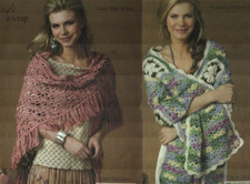 LACY WEB SHAWL POSIES-A-PLENTY WRAP WOMEN'S CROCHET PATTERN INSTRUCTIONS