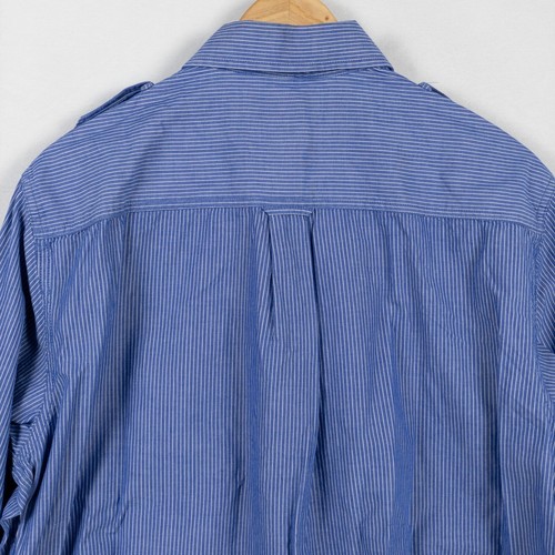 Rocawear Button Up Shirt Mens XL Blue White Stripe 100% Cotton Long Sleeve - Picture 4 of 9