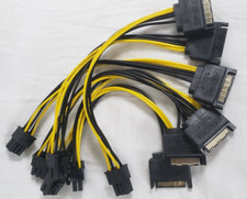 6 pack 15 pin SATA Power to 6 pin PCIe PCI-e Adapter Cable for Video Card USA