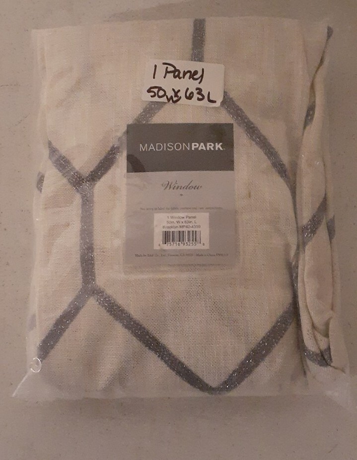 Madison Park Grey Metallic Geo Embroidered Window Panel MP40-4359