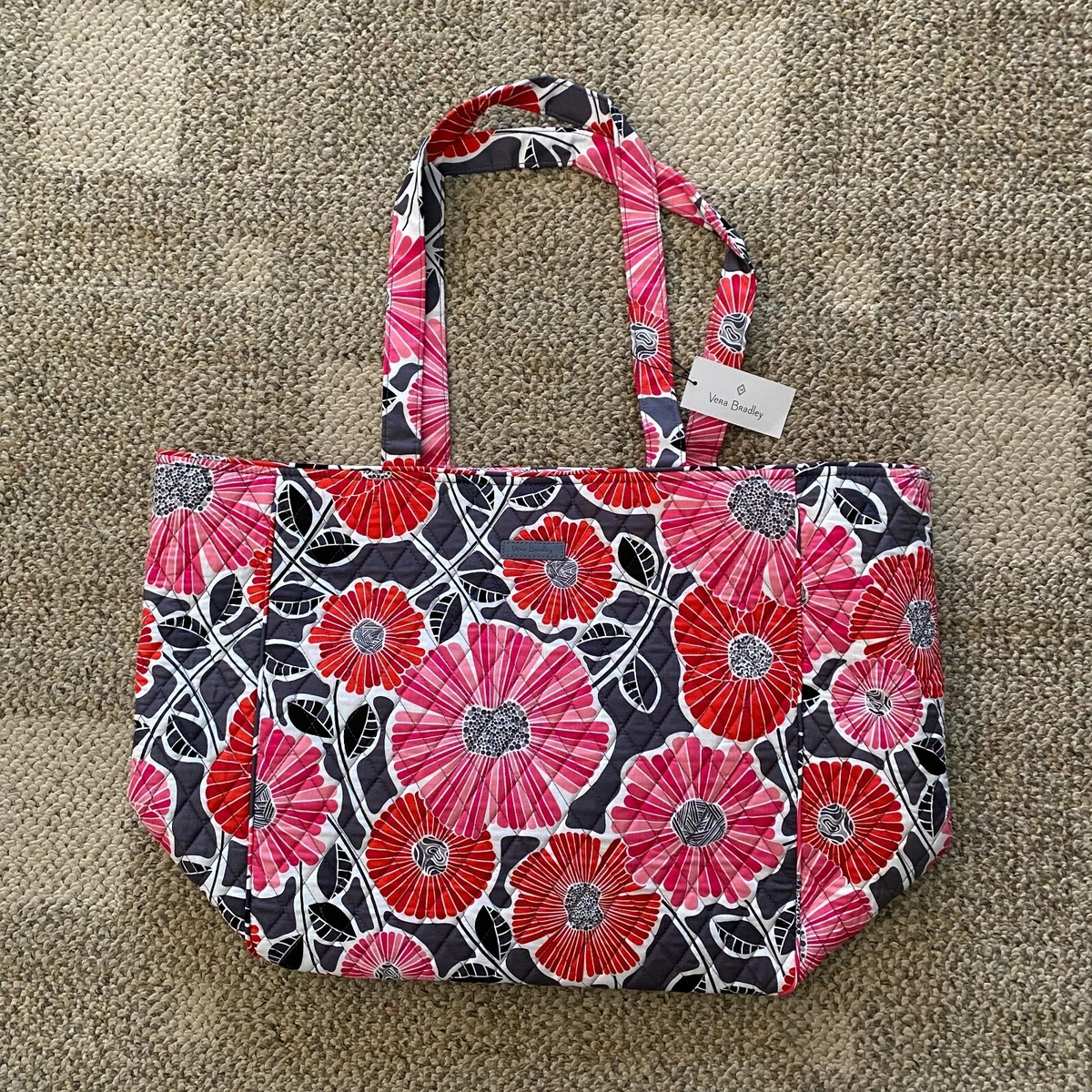 Vera Bradley Grand Tote 2.0 Cheery Blossoms Large Cotton Bag Travel Beach Purse