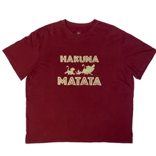 Disney The Lion King Simba Timon & Pumbaa Glitter Logo Maroon Tshirt - 2XL