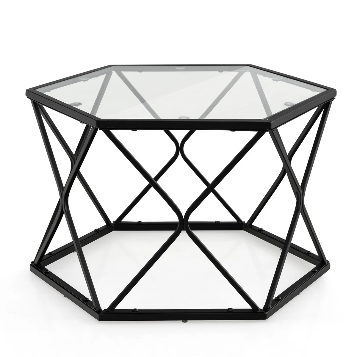 Glass top geometric coffee table deals