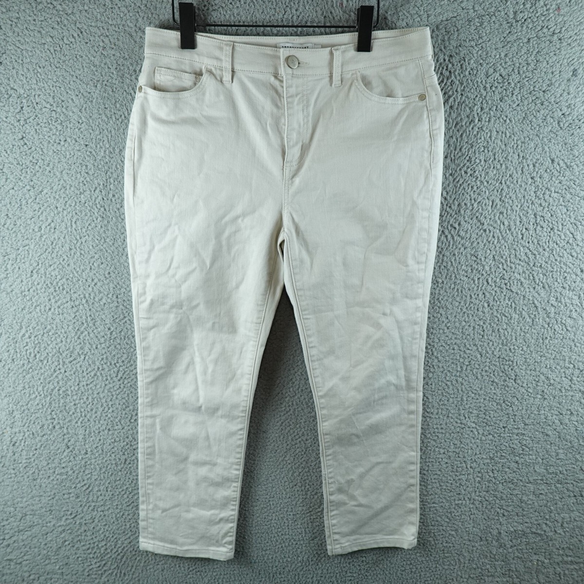 Sportscraft Womens Jeans 12 Beige Lari Slim Crop Casual Denim Zip