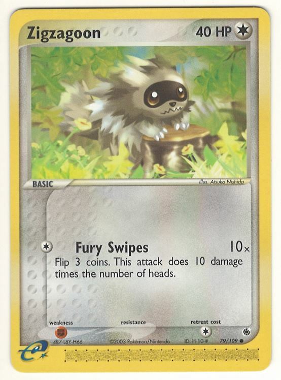 POKEMON ZIGZAGOON 79/109 EX RUBY & SAPPHIRE CARD - NEAR MINT / MINT - LOOK !!!!