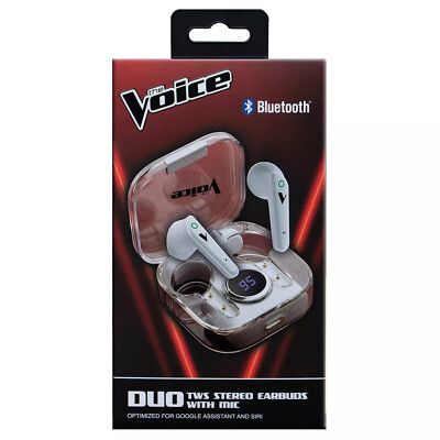 The Voice Duo True Wireless Stereo Earbuds W/Mic-Black Electronics NEW Bluetooth