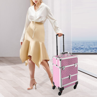 Rolling Makeup Train Case Cosmetic Trolley Makeup Storage - Main Image