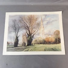 Original Vintage Matted Print Wilfred Ball - Evening Storm Salisbury - Free P&P