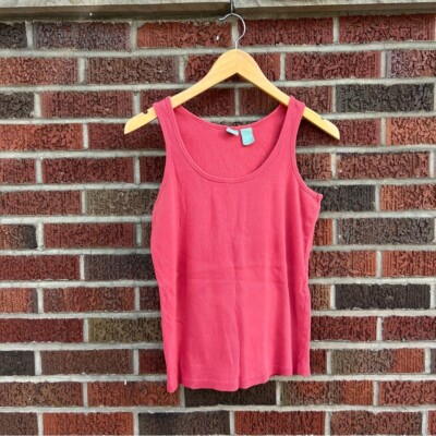 STO Salmon Pink Ribbed Scoop Neck Sleeveless Tank Top