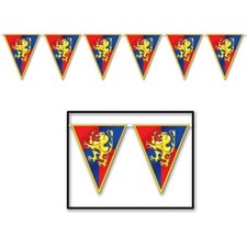 Medieval All Weather Pennant Banner 10" x 12' Plastic Renaissance Decoration