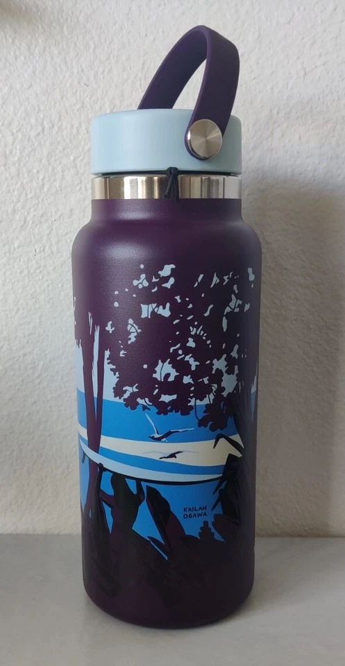 Limited Edition Hydro Flask 32oz Wide Mouth Kailah Ogawa Eggplant Color Hawaii - Image 2 of 2