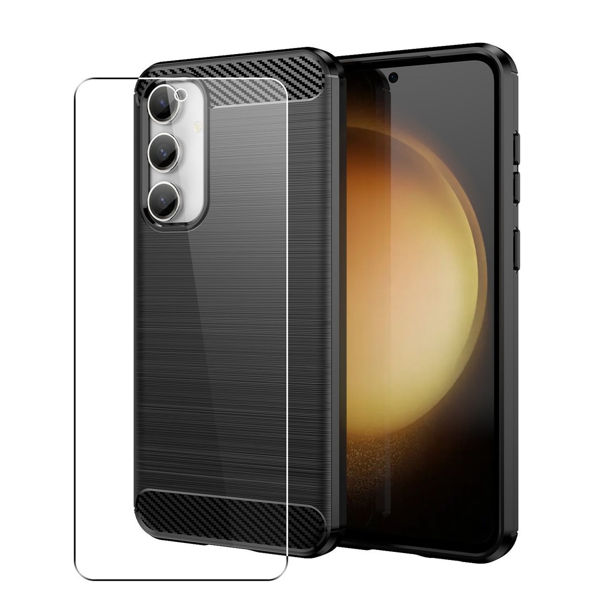 Carbon Case for Samsung Galaxy S23 FE Phone Cover and Glass Screen Protector Carbon Case for Samsung Galaxy S23 FE Phone Cover and Glass Screen Protector