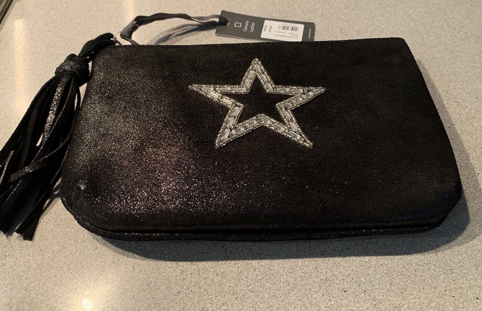 Mint velvet Gunmetal Beaded Star Pouch Clutch Bag BNWT eBay