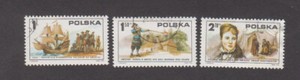 Poland 1975. American Revolution Bicenteniary. Polish immigrants Ship Sc 2117-19