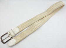CANALI WOVEN AND LEATHER STRETCH BELT MEN  S WHITE 34" FASHION BELT