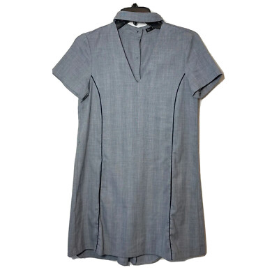 zara grey mini dress Basic Collection Size M Work Business V Neck 2310 452 406 Long sleeves with elastic