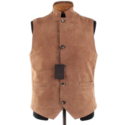 Rifugio NWD Vest / Bodywarmer Size 50 (Medium US) In Light Brown Suede Handmade