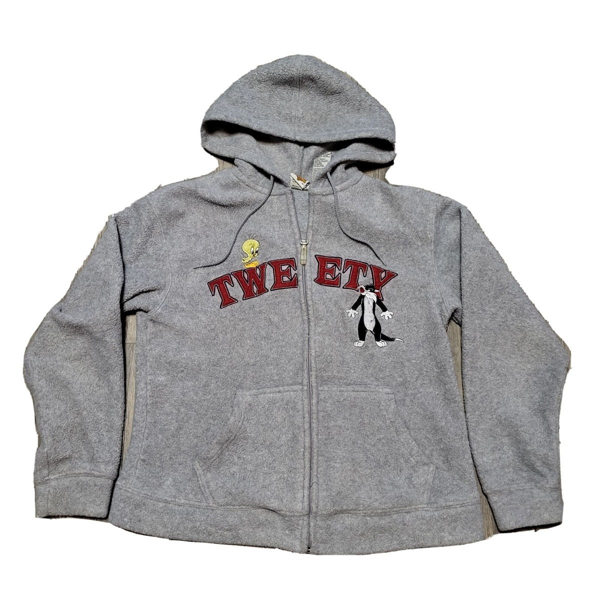 Looney Tunes Tweety Bird Fleece Jacket Sylvester Cat Hooded