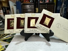 Vintage Lot Of 4 Gold Plated Stamps First Day Of Issue Various