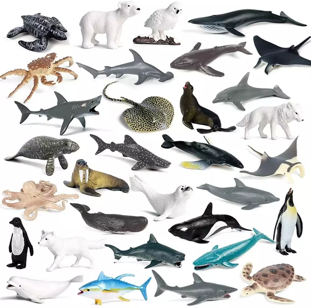 32PCS Mini Sea Animal Figures Toy, Plastic Small Ocean Animal Figurine Set with | eBay