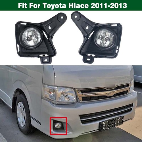 1 Pair Front Bumper Fog Light Lamp w/Bezel Cover For Toyota Hiace 2011-2013