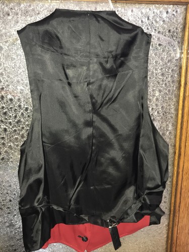 Vintage rote Wendeweste schwarz Wolle Gabardine Knopfleiste Schnalle hinten 38 - Bild 6 von 10