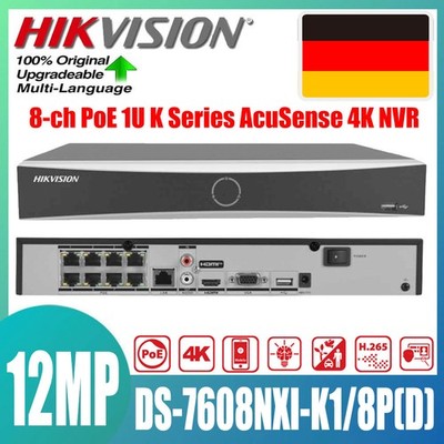 Hikvision 12MP DS-7608NXI-K1/8P NVR 8-ch PoE AcuSense 4K Netzwerk-Videorekorder