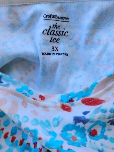 CROFT & BARROW The Classic Tee Women's Multicolor Short Sleeve Shirt 3X - Picture 5 of 7