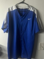 Nike Dri-FIT Baseball Button Front Jersey, Blue/White, Size XL