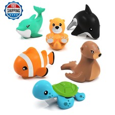 Tub Works Marine Mold-Free Bath Toys 6-Pack Sealed No-Hole Float Soft Easy-Grip