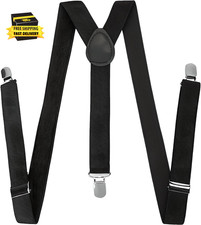 Solid Color Men S Suspenders with 3 Strong Clips Adjustable Braces for Formal