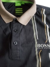 Hugo Boss XL Green Label Men's Black Stripe Slim Fit Stretch Polo Shirt