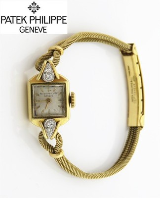 NYJEWEL Vintage Patek Philippe 18k Gold Diamond Ladies Wind Up Watch Runs