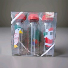 Vintage My First Christmas Baby Bottle Set Woolworth Santa Tree Goose