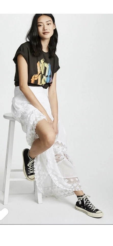 Maxi FALDA FREE PEOPLE Blanca Piece Of My Heart Algodón Rayas de Encaje Talla Pequeña Nueva con Etiquetas Foto 2 de 4