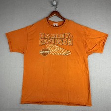 Harley Davidson Shirt Mens XL Orange Brandon FL Big Logo Wing Tee