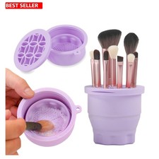 Portable Silicone Makeup Brush Cleaner Mat Organizer - Fashionable Purple