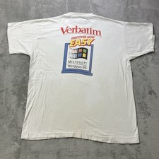 VTG Microsoft Windows 95 Shirt Mens X-Large White Verbatim Graphic Promo 90s
