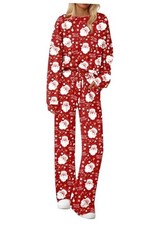 Pajama Sets for Women 2 Piece Lounge Sets Long Sleeve Large Christmas Red