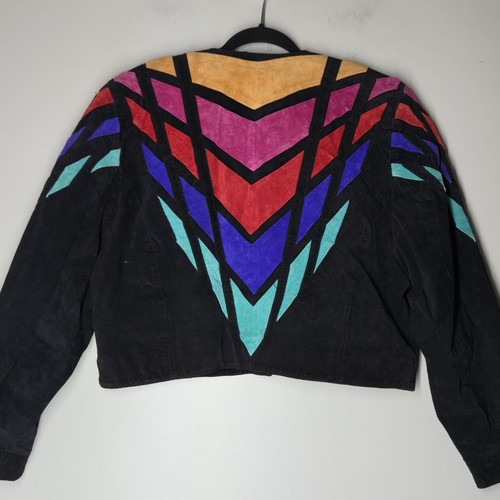 Dinoz Suede Patchwork Jacket Women's Size Medium Art Fashion Chic - Picture 5 of 8