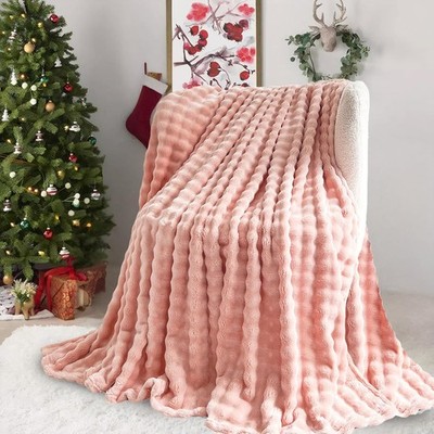 SHANNA Super Soft Warm Milk Velvet Cozy Bubbles 450 GSM Decken Überwürfe für Sofa