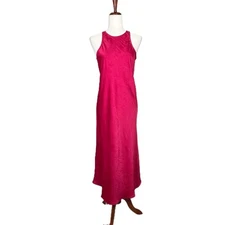 BAUM UND PFERDGARTEN Women Size 36 Persian Red Atarah Bias-Cut Satin Midi Dress