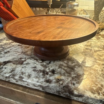 Threshold Arjun Wood Round Brown Cake Stand