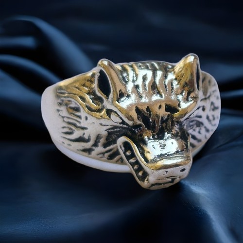 Anillo de plata alemán cabeza de lobo audaz hecho a mano joyería llamativa para hombres y mujeres - Imagen 4 de 5