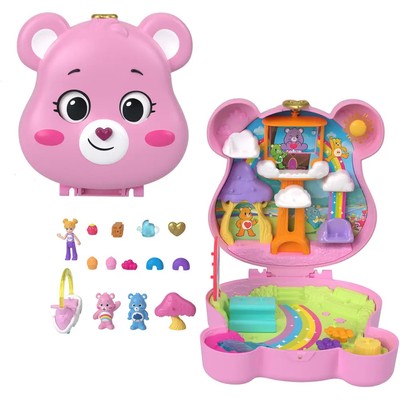 Polly Pocket x Glücksbärchi Puppen & Spielset mit Spielzeugauto und thematisch