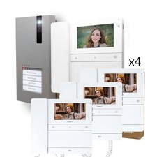 Kit portier vidéo 2 fils pour 4 logements avec plaque QUADRA et moniteur CHRO...